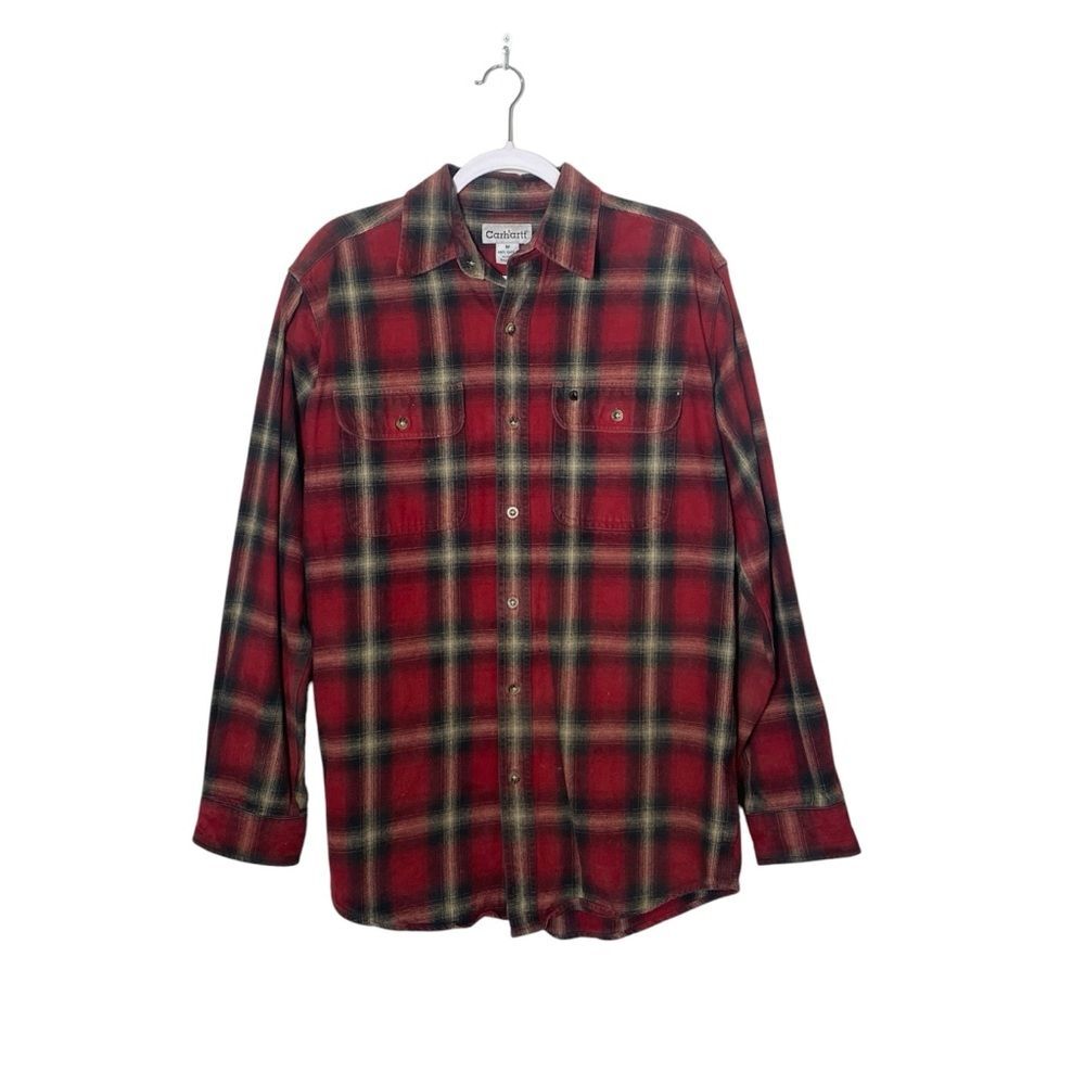 Carhartt 100% Cotton Heavyweight Red Plaid Flannel Men's Size Medium